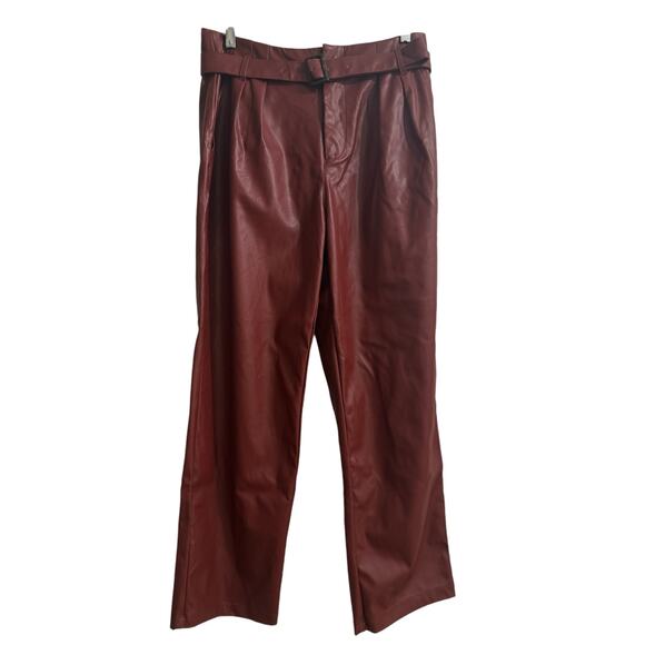 Who What Wear Size 10 Faux Leather Pants Burnt Rust High Rise - Picture 5 of 11